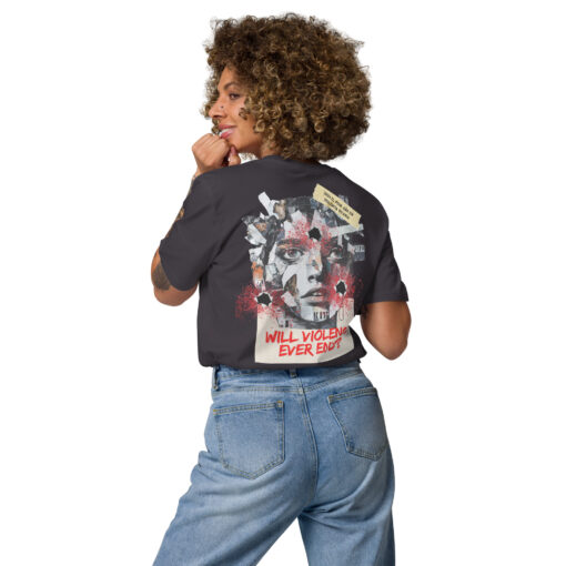 WILL VIOLENCE EVER END? Unisex organic cotton t-shirt - Imagen 9