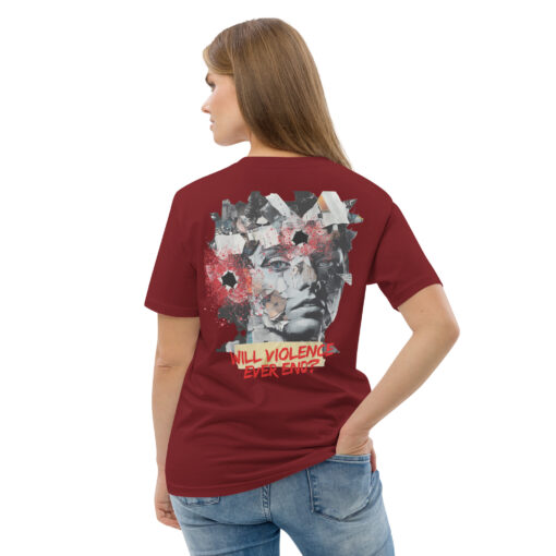 WILL VIOLENCE EVER END? Unisex organic cotton t-shirt - Imagen 35