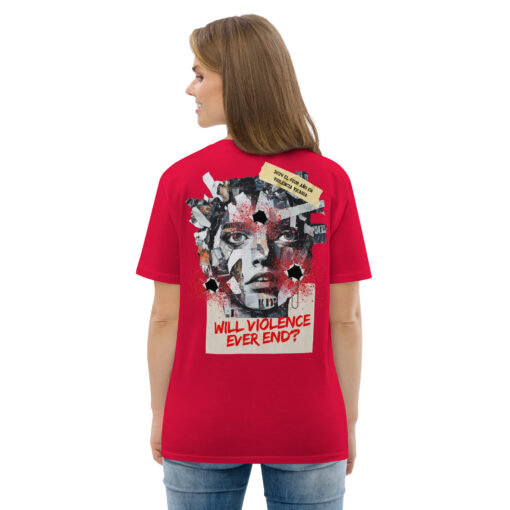 WILL VIOLENCE EVER END? Unisex organic cotton t-shirt - Imagen 26