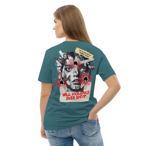WILL VIOLENCE EVER END? Unisex organic cotton t-shirt - Imagen 44