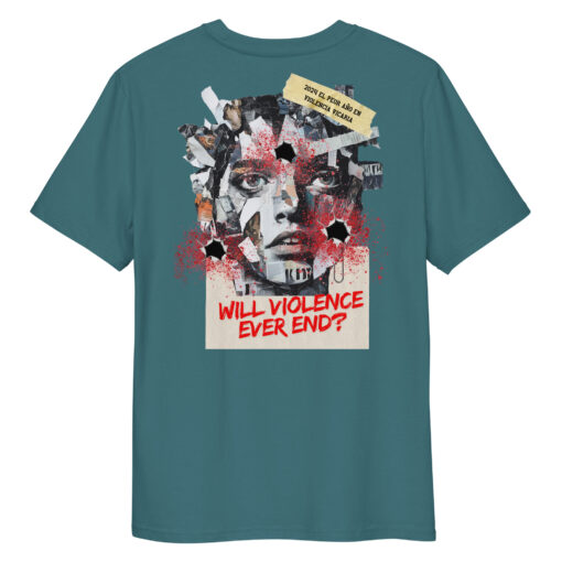 WILL VIOLENCE EVER END? Unisex organic cotton t-shirt - Imagen 37